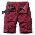 thumbnail image 1 of SWSMCLT Men's Full Cotton Cargo Shorts Tactical Outdoor Straight Leg Fashion Lightweight Multi Pocket for Fishing Travel Casual Summer Beach Printed Knee Length Regular Fit Burgundy 38, 1 of 1