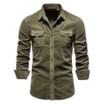 thumbnail image 1 of SWSMCLT Men's Full Cotton Long Sleeve Button Shirt Basic Top Fall Pocket Button Up Shirt Green XX-Large, 1 of 1