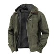 thumbnail image 1 of SWSMCLT Men's Full Zip Fleece Lined Jacket with Hooded Long Sleeve Army Green Small, 1 of 1