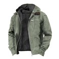 thumbnail image 1 of SWSMCLT Men's Full Zip Fleece Lined Jacket with Hooded Long Sleeve Light Green Medium, 1 of 1