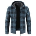 thumbnail image 1 of SWSMCLT Men's Full Zip Hoodies Slim Fit Hooded Sweatshirt Plaid Fleece Lined Cardigan Sweater Thermal Long Sleeve Thick Knit Blue 46, 1 of 3