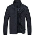 thumbnail image 1 of SWSMCLT Men's Full Zip Jackets Mock Neck Hoodless Long Sleeve Windbreaker Pocket Outdoor Spring Classic Outerwear Black 42, 1 of 1