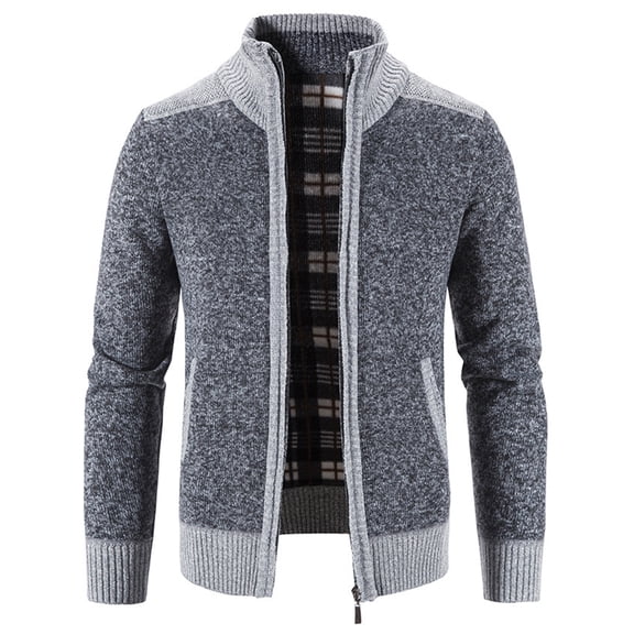 SWSMCLT Men's Full Zipper Long Sleeve Cardigan Sweater Zip Up Knit Slim Fit Knitwear Tops Pockets Dark Grey 44