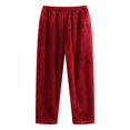 thumbnail image 1 of SWSMCLT Men's Furry Fleece Fuzzy Pajama Pants Loose Cigarette Basic Cold Weather Lounge Pants Autumn Loungewear Baggy Burgundy Medium-Large, 1 of 5