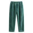 thumbnail image 1 of SWSMCLT Men's Furry Fleece Fuzzy Pajama Pants Loose Cigarette Basic Cold Weather Lounge Pants Autumn Loungewear Baggy Green Small, 1 of 4