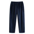 thumbnail image 1 of SWSMCLT Men's Furry Fleece Fuzzy Pajama Pants Loose Cigarette Basic Cold Weather Lounge Pants Autumn Loungewear Baggy Navy Medium-Large, 1 of 4