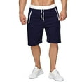 thumbnail image 1 of SWSMCLT Men's Gym Shorts Cotton Summer Elastic Waist BeachTrack Shorts Spandex Lightweight Short Navy Large, 1 of 1