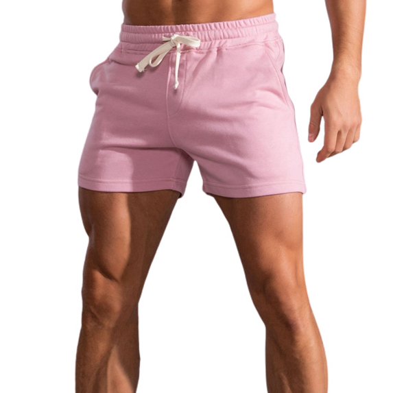 SWSMCLT Men's Gym Shorts Summer Soft Terry Cotton Lounge Shorts Elastic Waist Sweat Shorts Drawstring Mid Rise Workout Jogger Sweatpants Pink Large