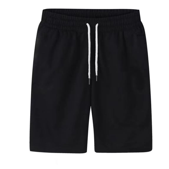 SWSMCLT Men's Gym Sports Shorts Mid Rise Bermuda Shorts Casual Shorts Drawstring Summer Pocket Comfy Loose Fit Black Small