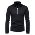 thumbnail image 1 of SWSMCLT Men's Half Zip Fall Thermal High Neck Lined Long Sleeve Sweatshirt Sweater Soft Top Cozy Fitted Zip Pullovers Black 44, 1 of 2