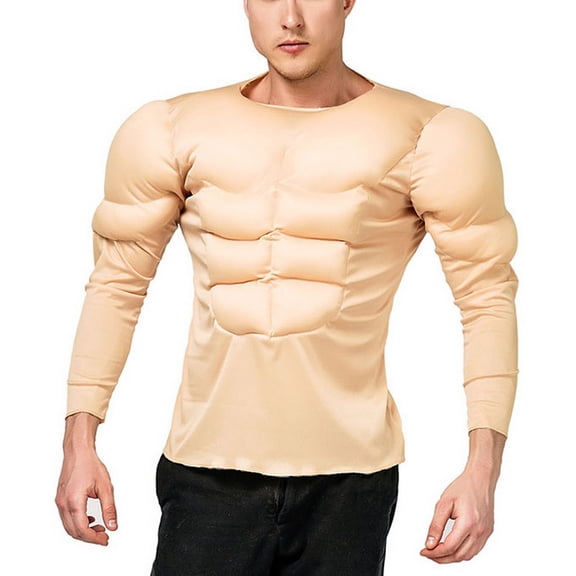 SWSMCLT Men's Halloween Outfits Muscle Shirt Party Basic Crewneck Summer Long Sleeve Funny Thin Slim Fashion Style Small-Large