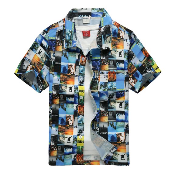 SWSMCLT Men's Hawaiian Shirt Summer Aloha Soft Shirt Short Sleeve Button Down Button Up Pocket Lightweight Top 79Light Blue X-Large