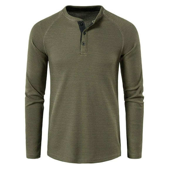 SWSMCLT Men's Henley Shirt Soft Summer Tshirt Raglan Sleeve Top Button Blouse Slim Fit Spring Long Sleeve Army Green XX-Large