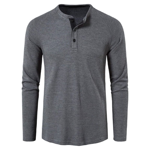 SWSMCLT Men's Henley Shirt Soft Summer Tshirt Raglan Sleeve Top Button Blouse Slim Fit Spring Long Sleeve Dark Grey X-Large