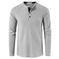 thumbnail image 1 of SWSMCLT Men's Henley Shirt Soft Summer Tshirt Raglan Sleeve Top Button Blouse Slim Fit Spring Long Sleeve Light Grey Large, 1 of 1