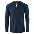 thumbnail image 1 of SWSMCLT Men's Henley Shirt Soft Summer Tshirt Raglan Sleeve Top Button Blouse Slim Fit Spring Long Sleeve Royal Blue Small, 1 of 1
