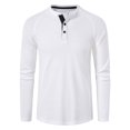 thumbnail image 1 of SWSMCLT Men's Henley Shirt Soft Summer Tshirt Raglan Sleeve Top Button Blouse Slim Fit Spring Long Sleeve White Large, 1 of 1
