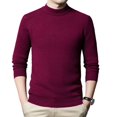 thumbnail image 1 of SWSMCLT Men's High Neck Pullover Sweater Knitwear Slim Fit Winter Warm Tops Long Sleeve Knit Knitwear Burgundy Large, 1 of 1