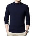 thumbnail image 1 of SWSMCLT Men's High Neck Pullover Sweater Knitwear Slim Fit Winter Warm Tops Long Sleeve Knit Knitwear Navy Large, 1 of 1