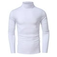 thumbnail image 1 of SWSMCLT Men's High Neck Shirt Soft Fashion Lightweight Cotton Date Night Slimming Fall Blouse Tshirt Turt Neck White Medium, 1 of 5