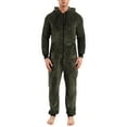 thumbnail image 1 of SWSMCLT Men's Hooded Onesie Pajama Warm Fuzzy Fleece Comfy Thick Zip Up Long Sleeve Onesies Sleepwear Soft Winter Green Medium, 1 of 4