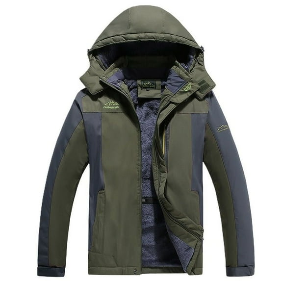 SWSMCLT Men's Hooded Skiing Jacket Lined Outerwear Windbreaker Waterproof Fall Military Camping Wind Breaker Casual Army Green Small