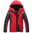 thumbnail image 1 of SWSMCLT Men's Hooded Skiing Jacket Lined Outerwear Windbreaker Waterproof Fall Military Camping Wind Breaker Casual Red XX-Large, 1 of 4