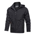 thumbnail image 1 of SWSMCLT Men's Hooded Zip Zipper Anorak Windbreaker Long Sleeve Outerwear Winter Pocket Warm Outdoor Full Black Medium, 1 of 2
