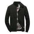 thumbnail image 1 of SWSMCLT Men's Jacket Lightweight Windbreakers Full Zip Long Sleeve Softshell with Pockets Plaid Lining Wind Windproof Light Casual Shell Rain Rainjacket Black Small, 1 of 5