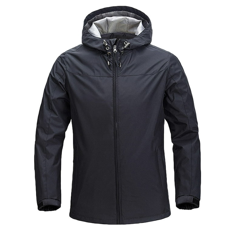 SWSMCLT Men s Jackets Full Zip Hooded Outdoor Rain Jacket