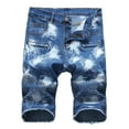 thumbnail image 1 of SWSMCLT Men's Jean Shorts Denim Cotton Blend Short Regular/ Classic Fit Pleated Blue Pockets Biker Casual Stretchy Straight Leg Knee Length Summer Patterend1 38, 1 of 5