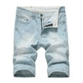 thumbnail image 1 of SWSMCLT Men's Jean Shorts Denim Cotton Blend Straight Leg Fashion Blue Short Pocket Ripped Distressed Broken Hole Slim Fit Summer Knee-length Patterned5 36, 1 of 2