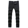 thumbnail image 1 of SWSMCLT Men's Jeans Ripped Denim Pants Soft Summer Mid Rise Trousers Long Pant Slim Fit Fashion Hole Distress Black 36, 1 of 4
