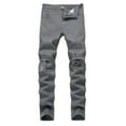 thumbnail image 1 of SWSMCLT Men's Jeans Ripped Denim Pants Soft Summer Mid Rise Trousers Long Pant Slim Fit Fashion Hole Distress Dark Grey 42, 1 of 4