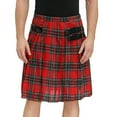 thumbnail image 1 of SWSMCLT Men's Kilt Pleated Vintage Basic Fashion Kilt Utility Scottish Dance Halloween Casual Fall Elastic Waist Red Medium, 1 of 4