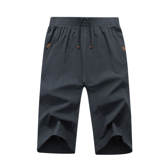 SWSMCLT Men's Lightweight Capris Soft Joggers Drawstring Fashion Capri Pants Mid Rise Casual Stretch Athletic Dark Grey Large