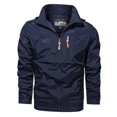 thumbnail image 1 of SWSMCLT Men's Lightweight Windbreaker Jacket Hooded Zip Up Zipper Pockets Long Sleeve Raincoat w/ Detachable Hood Rain Coats Spring Fall Soft Waterproof Classic Blue X-Small, 1 of 2