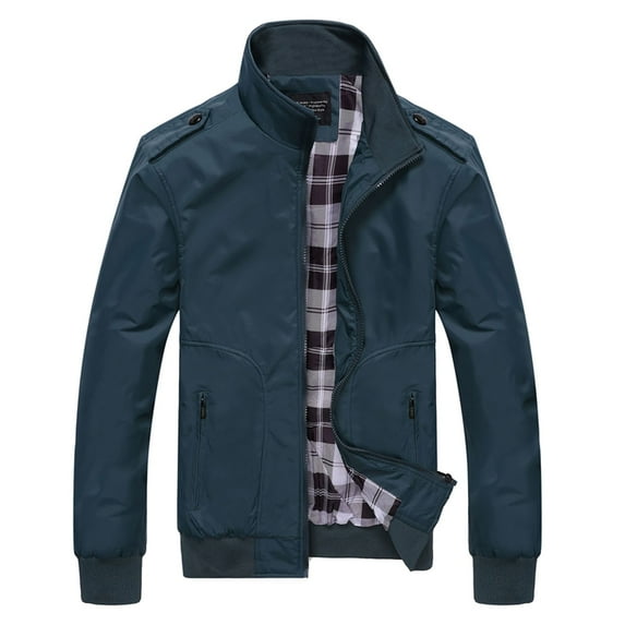 SWSMCLT Men's Lined Windbreaker Cozy Full Zip Wind Jacket Snow Jacket Long Sleeve Windproof Zip Up Casual Dark Green Small