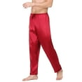 thumbnail image 1 of SWSMCLT Men's Long Pajama Pants Summer Waist Straight Leg Fall Silky Satin Lounge Pajamas Pjs Soft Ankle Elastic Red Large, 1 of 4