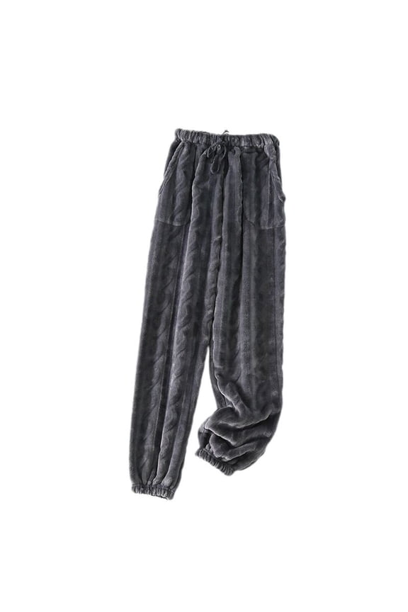 Men's Long Plush Pajama Pants Fuzzy Fleece Trendy Casual Lounge Winter Sleepwear Pj Bottoms Baggy Fluffy Sweatpants Ankle Length Warm Loose Fit Comfy Dark Grey Small