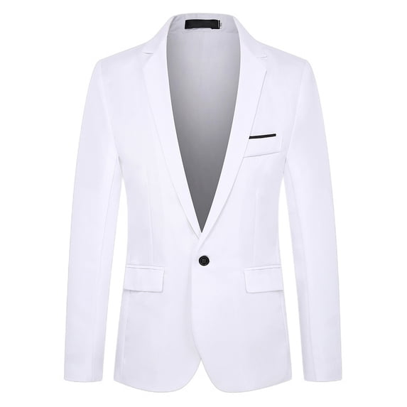 SWSMCLT Men's Long Sleeve Blazer Business Cozy Business Slim Fit Split Suit Separate Casual Sport Coat White 34