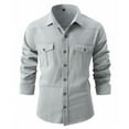 thumbnail image 1 of SWSMCLT Men's Long Sleeve Button Down Shirt Cotton Button Up Soft Thick Top Vintage Button Up Shirt Fitted Light Grey Large, 1 of 1
