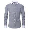 thumbnail image 1 of SWSMCLT Men's Long Sleeve Dress Shirt Breathable Button Down Shirts Summer Top Fitted Fall Button Pocket Black White Striped X-Large, 1 of 1