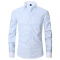 thumbnail image 1 of SWSMCLT Men's Long Sleeve Dress Shirt Breathable Button Down Shirts Summer Top Fitted Fall Button Pocket Blue White X-Large, 1 of 1