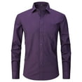 thumbnail image 1 of SWSMCLT Men's Long Sleeve Dress Shirt Breathable Button Down Shirts Summer Top Fitted Fall Button Pocket Purple Small, 1 of 1