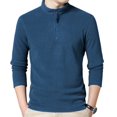 thumbnail image 1 of SWSMCLT Men's Long Sleeve Fleece Sweatshirt Solid Slim Fit Half Zip Up Tshirt Mock Neck Fall Top Winter Warm Pullover Fall Shirt Thermal Soft Casual Outdoor Blue 36, 1 of 2