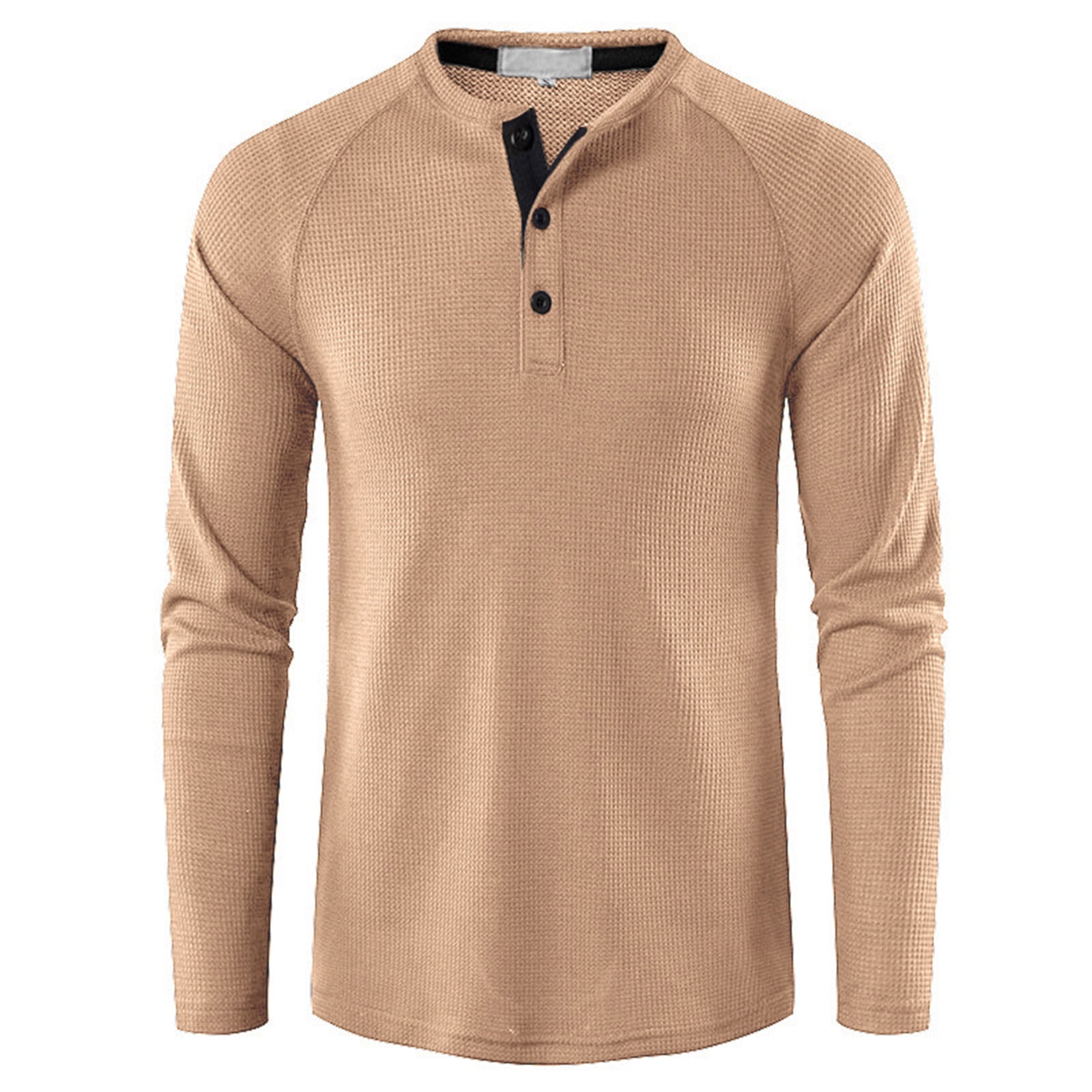 SWSMCLT Men's Long Sleeve Henley Solid Lightweight Crew Neck