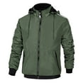 thumbnail image 1 of SWSMCLT Men's Long Sleeve Hoodie Full Zip Water-Resistant Sherpa Fleece Jackets Reversible Windbreaker Fall Casual Hooded Outdoor Bomber Jackets Fashion Sporty Outerwear Green Medium, 1 of 2