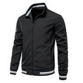 thumbnail image 1 of SWSMCLT Men's Long Sleeve Jackets Spring Windproof Fashion Outerwear Windbreaker Winter Zip Up Fall Snow Black X-Large, 1 of 1