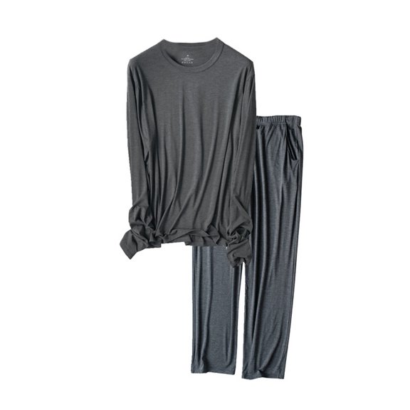 SWSMCLT Men's Long Sleeve Pajama Set Comfy 2 Piece Lounge Set Winter Pant Soft Breathable Spring Spandex Pj Set Dark Grey Large